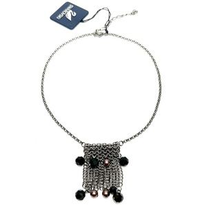 Vintage Swarovski Swan Signed Chainmail Faceted Beaded Pouch Collar Necklace